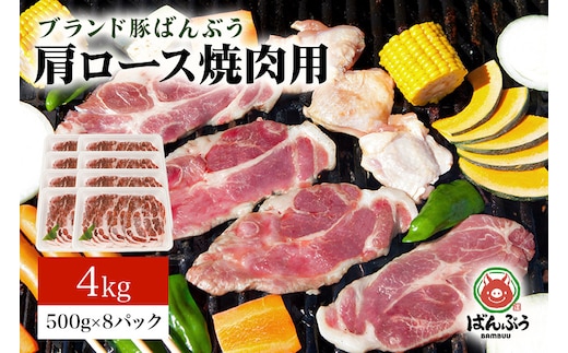 ブランド豚「ばんぶぅ」肩ロース焼肉用 4.0kg(500g×8パック) 42-Z
