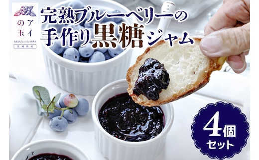 【アイの玉】完熟ブルーベリーの手作り黒糖ジャム(4個セット) 73-C