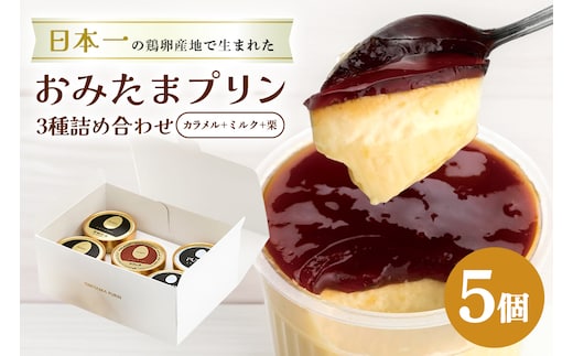 おみたまプリン3種詰合せ 5個入り カラメル＆ミルク＆栗 白箱 8-U