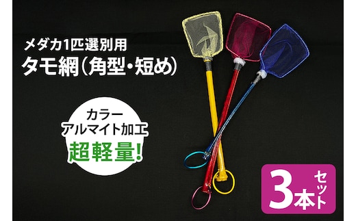 メダカ1匹選別用 タモ網（角型・短め） 3本セット 83-K