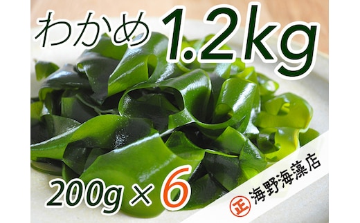 しゃきしゃき 湯通し塩蔵わかめ 1.2kg （200g x 6パック） 国産 三陸産 海野海藻店 わかめ 塩蔵わかめ 湯通し不要