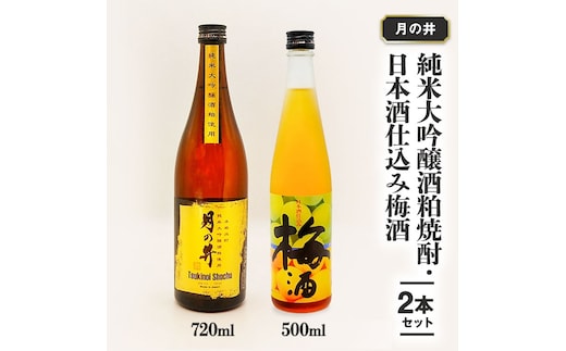 純米大吟醸 酒粕焼酎 720ml 日本酒 仕込み 梅酒 500ml 2本 セット 月の井 大洗 地酒 酒粕焼酎 国産梅 日本酒 焼酎 茨城