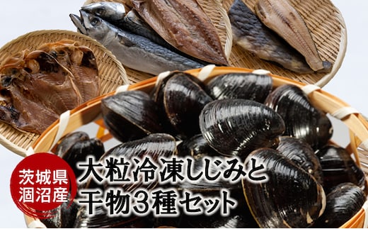 涸沼産 大粒 冷凍 シジミ 1.5kg 干物 3点セット （サバ ホッケ 金目鯛） しじみ 蜆 大和しじみ ヤマトシジミ 大玉 砂抜き済 冷凍 味噌汁 スープ 魚貝類 貝 オルニチン コハク酸 サバ ホッケ キンメ 小分け