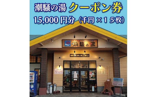 天然温泉 潮騒の湯 クーポン券 15000円分（1000円×15枚） 露店風呂 サウナ おんせん 大洗サンビーチ 海鮮 魚介 食事 宿泊 チケット 利用券 アウトドア 旅行