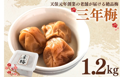 三年梅 1.2kg 南高梅 減塩 昔ながら 老舗 伝統 国産 大洗 大洗町 梅干し 梅干 梅 うめぼし うめ