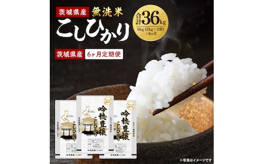 【6ヵ月定期便】＜令和8年産 ＞新米無洗米こしひかり 6kg×6ヵ月