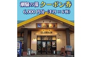 天然温泉 潮騒の湯 クーポン券 6000円分（1000円×6枚） 露店風呂 サウナ おんせん 大洗サンビーチ 海鮮 魚介 食事 宿泊 チケット 利用券 アウトドア 旅行