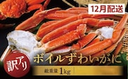【2025年12月発送】 訳あり ボイル ずわいがに 総重量 1kg (内容量 900g)規格外 不揃い 傷 足 訳アリ わけあり 脚折れ 2L～3L 大サイズ 弥七商店 かに弥 ずわい蟹 ズワイガニ かに カニ 蟹 カニ足 脚 ずわい 鍋 数量限定