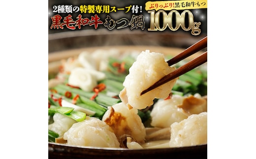 黒毛和牛 もつ鍋 セット 牛もつ 1kg（ 2～3人前 × 4回分 ） 和牛 鍋 ふるさと納税 12000円 お手軽 [AU003ya]