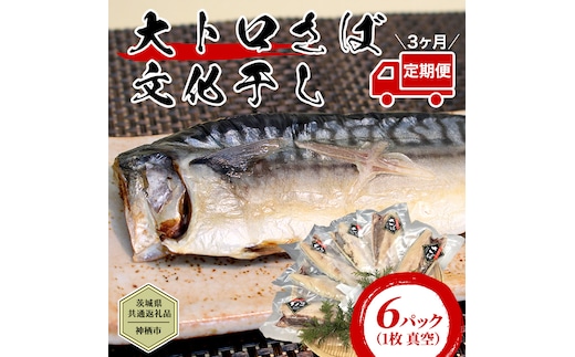 【茨城県共通返礼品／神栖市】【3ヶ月定期便】 大トロ さば文化干し （1枚 真空 × 6パック ） さば サバ 干物 塩 文化干し 食欲の秋 [CJ002ya]