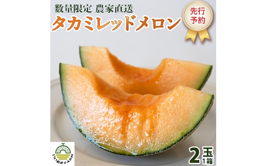 【 令和8年産 】【 先行予約 】タカミレッドメロン 秀品 1箱 2玉入り 飯岡 メロン 貴味 タカミ 赤肉 果物 フルーツ 甘い [CG002ya]