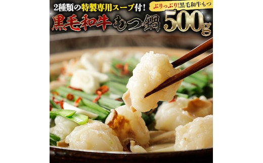 黒毛和牛 もつ鍋 セット 牛もつ 500g（ 2～3人前 × 2回分 ） 和牛 鍋 ふるさと納税 7000円 お手軽 [AU089ya]