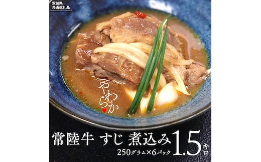 【茨城県共通返礼品】やわらか 常陸牛 すじ 煮込み 250g × 6パック (計 1500g ) 牛すじ 牛すじ煮込み 牛肉 和牛 ふるさと納税 10000円 おかず 惣菜 [AU090ya]
