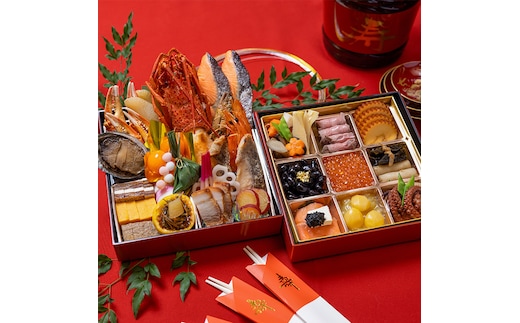 【12/31お届け】 結城家 特選おせち2026 二段重 3～4人前 数量限定 50セット（翌日配送可能エリア限定） 二段 おせち料理 お節 2026 予約 [DH001ya]