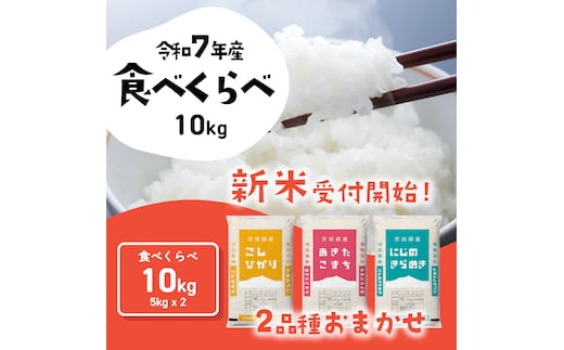 【12月発送】2品種 食べ比べ 10kg (5kgx2袋) 令和7年産 茨城県産 コシヒカリ にじのきらめき 白米 精米 茨城県 八千代町 お米 米 [SF555yai]
