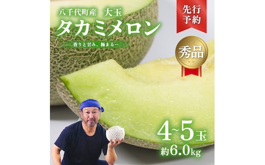 【 先行予約 2026年6月上旬以降発送】 令和8年産 八千代町産 タカミメロン 秀品 4-5玉 約6kg 期間限定 産地直送 果物 フルーツ メロン 甘い 人気 タカミ 貴味 [AX063ya]