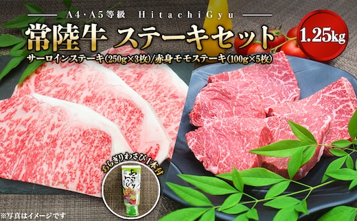 【A4・A5等級】常陸牛 サーロインステーキ(250g×3枚) 赤身モモステーキ(100g×5枚) 食べ比べセット 計1.25kg