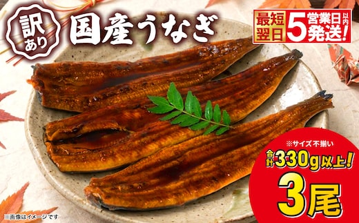 〈最短翌日～5営業日以内発送〉【訳あり】さかい河岸水産 国産 うなぎ 3尾 330g以上！ ※サイズ不揃い うなぎ蒲焼 国産 人気 鰻 うなぎ 3尾 魚 K1804