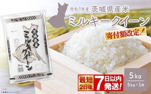 【寄付額改定】【最短発送】ミルキークイーン 5kg×1袋 茨城県産 少量 人気 米 【令和7年産/白米】 K2660