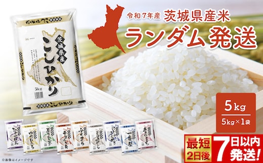◎最短2日後発送◎ ランダム 5kg 茨城県産スピード便 最速 最短 米 精米 小分け 2025年産 【令和7年産/白米】 K2464