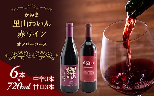 かぬま 里山わいん 赤ワイン オンリーコース 720ml × 6本 お届け 入金確認後 14日～1ヶ月 お酒