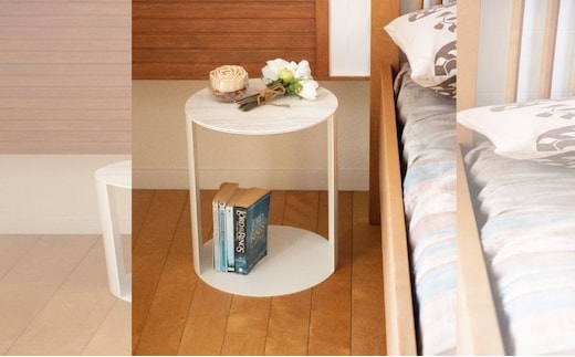 【＆FREL】SCサイドテーブル ロータイプ ホワイト 直径35cm 高さ40cm インテリア 家具 シンプル スタイリッシュ 寝室 リビング お店 店舗 おしゃれ ベッドサイド ※離島への配送不可