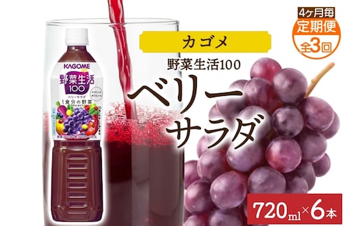 【定期便】4ヵ月毎全3回野菜生活100 ベリーサラダ 720mlPET ns038-074