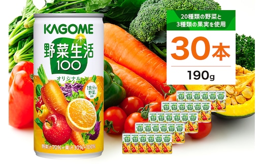 カゴメ 野菜生活100 オリジナル 190g 30本 ns111-009-30