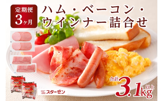 【定期便3ヵ月】ハム・ベーコン・ウインナー詰合せ ns009s-015