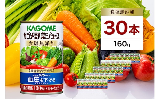 カゴメ 野菜ジュース 食塩無添加 160g缶×30本【 飲料 栃木県 那須塩原市 】 ns001-024