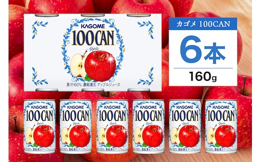 カゴメ 100CAN 160g × 6缶 濃縮還元 アップルジュース 100％ ジュース りんごジュース フルーツジュース 砂糖不使用 果汁 林檎 りんご アップル 飲料 かごめ ドリンク フルーツ 果物 お取り寄せ ギフト 差し入れ 缶ジュース KAGOME 送料無料 那須塩原市 ns038-007