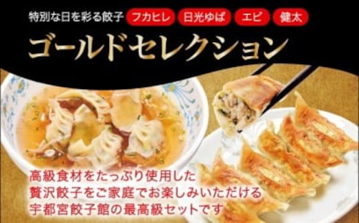 「宇都宮餃子館」ゴールドセレクション（餃子４種） 1280ｇ≪ギョーザ 冷凍餃子 冷凍食品 フカヒレ餃子 エビ餃子 ゆば餃子 グルメ 食品 惣菜 中華惣菜 点心 中華≫