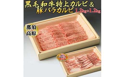 那須高原和牛特上カルビ1.2kｇ入栃木県産枝肉熟成ヤシオポーク匠バラカルビ1.2kｇ入 肉 牛肉 豚肉 グルメ 栃木県 送料無料※着日指定不可