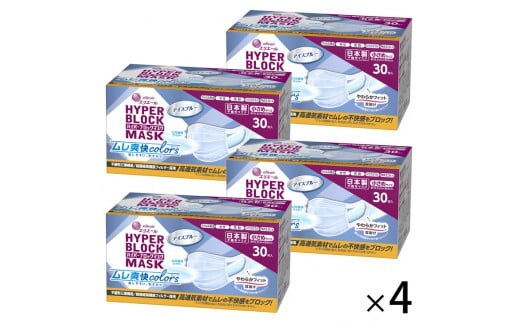 エリエール ハイパーブロックマスク ムレ爽快color's アイスブルー 小さめサイズ 120枚（30枚×4パック）