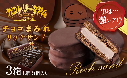 不二家 チョコまみれ リッチサンド カントリーマアム 3箱 15個 (株)不二家 《2025年9月中旬-2026年3月上旬頃出荷》栃木県 野木町 fujiya ふじや ペコちゃん 菓子 おやつ おかし 個包装 贈り物 ギフト チョコまみれリッチサンド 限定品 限定 お菓子 チョコ---nogi_fjy_10_ch3---
