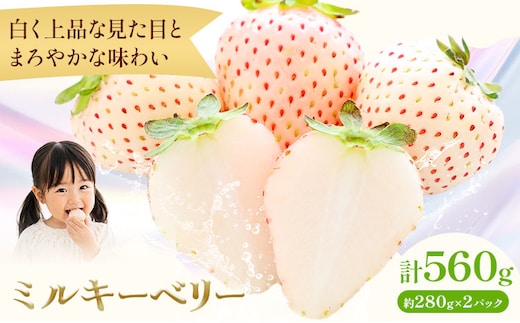ミルキーベリー 約280g×2パック 計560g 株式会社澳原いちご農園《2026年12月下旬-2027年5月中旬頃出荷》栃木県 野木町 イチゴ 苺 朝摘み ミルキーベリー 果物 フルーツ スイーツ【配送不可地域あり】(沖縄・離島)---nogit_oin_11_560g---