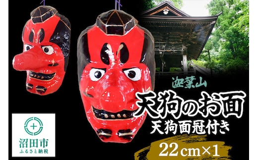 迦葉山 天狗面冠付き 22cm 群馬県ふるさと伝統工芸 天狗のお面 [迦葉山 弥勒寺 中峯堂 伝統工芸品 お面 おめん オメン 天狗 てんぐ テング 雑貨 インテリア]