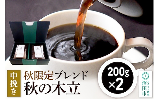 秋季限定 ブレンドコーヒー 中挽き「秋の木立」200g×2袋 [レギュラーコーヒー 珈琲 こーひー coffee カフェ 自家焙煎 森林文化都市 沼田ブレンド 季節限定]