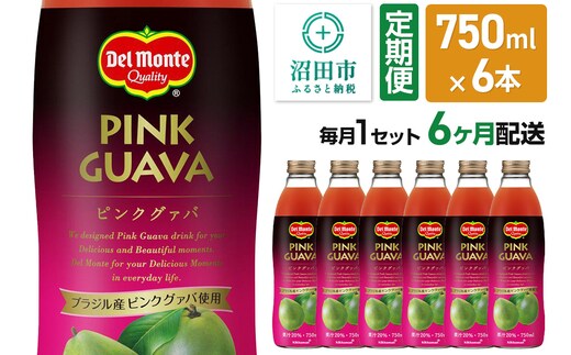 《定期便6ヶ月》デルモンテ ピンクグァバ 750ml 瓶 6本セット