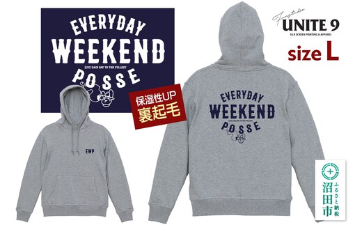 パーカーEVERYDAY WEEKEND POSSE ／12oz foodie EWP-3 グレーL