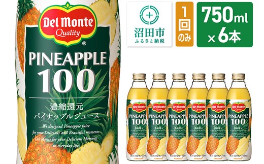 デルモンテ パイナップルジュース 瓶 750ml 6本セット