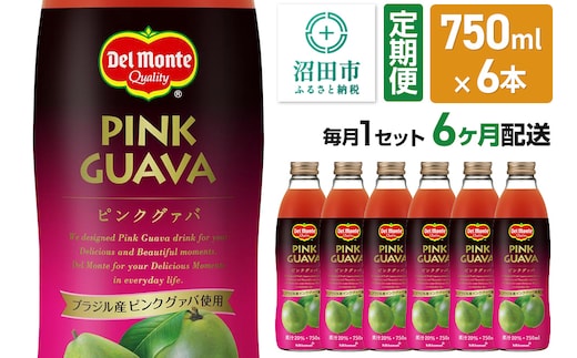 《定期便6ヶ月》デルモンテ ピンクグァバ 750ml 瓶 6本セット