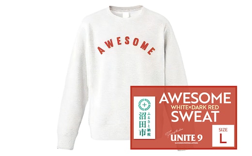 AWESOME SWEAT WHITE×DARK RED ／ L FUN工房UNITE9