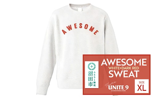 AWESOME SWEAT WHITE×DARK RED ／ XL FUN工房UNITE9