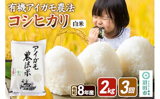 《令和8年産 新米予約》【白米】《定期便3回》有機アイガモ農法コシヒカリ 2kg×1袋 金井農園 [先行予約 新米 こしひかり コシヒカリ 白米 精米 お米 毎月 定期 3か月 3ヵ月 3カ月 3ケ月]