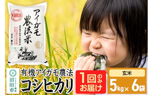 【玄米】令和7年産 有機アイガモ農法コシヒカリ 30kg（5kg×6袋）金井農園
