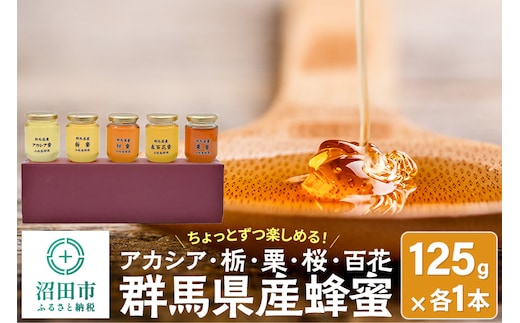 群馬県産はちみつ 125g 5本セット 【アカシア 栃 栗 桜 百花】
