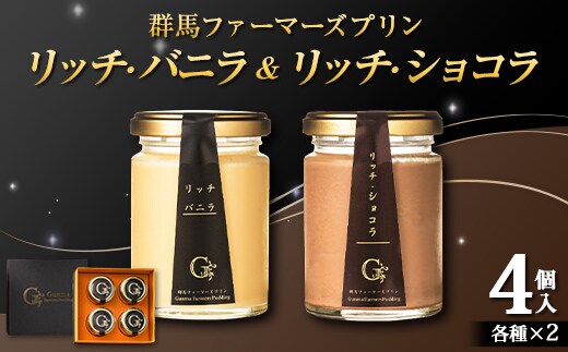 贅沢リッチ・バニラ＆ショコラの詰め合わせ 4個入り（バニラ 2個・ショコラ 2個） 手土産 おやつ デザート スイーツ こだわり 話題 リッチ バニラ ショコラ F21K-500