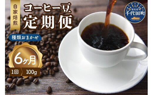 【6ヵ月定期便】自家焙煎コーヒー豆 100g×6ヵ月 種類おまかせ