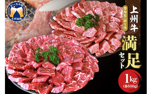 上州牛 カルビ ロース 満足セット 約1.0kg(各500g×2パック)